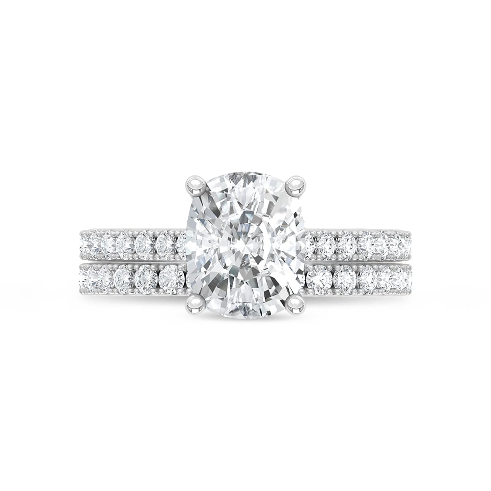 14K White Gold Lab Grown Diamond 3 Ct.Tw. Elongated Cushion Bridal Ring (Center 2 Ctw)