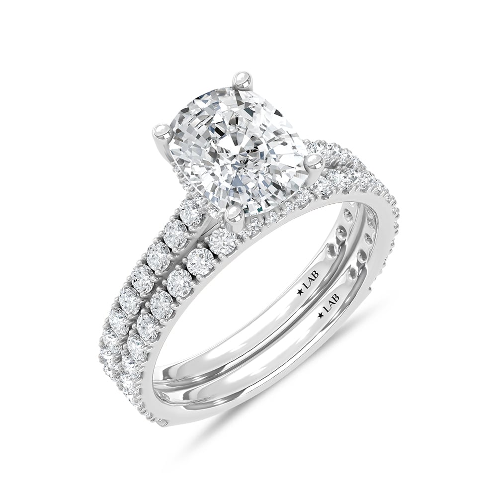 14K White Gold Lab Grown Diamond 3 Ct.Tw. Elongated Cushion Bridal Ring (Center 2 Ctw)