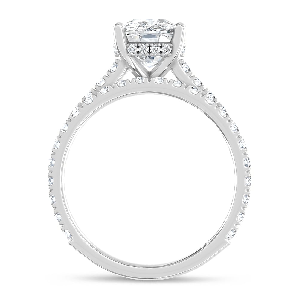 14K White Gold Lab Grown Diamond 3 Ct.Tw. Elongated Cushion Bridal Ring (Center 2 Ctw)