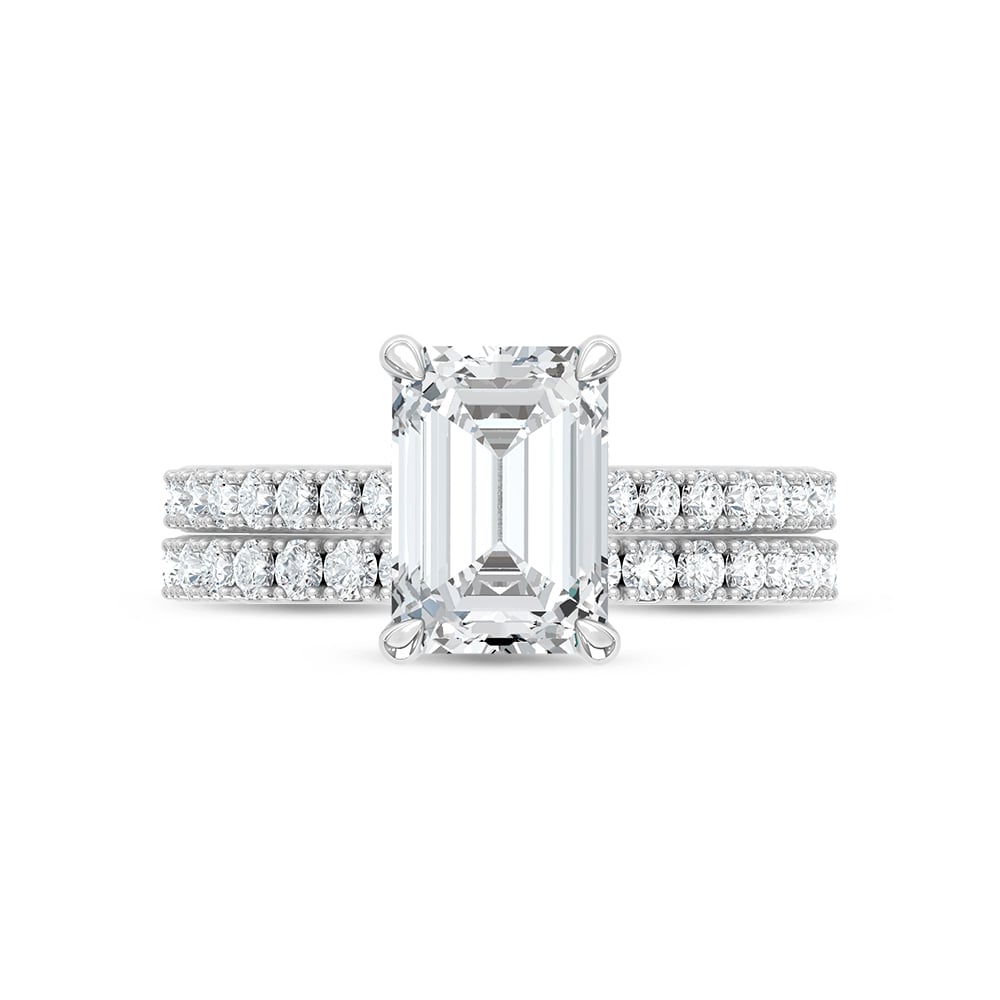 14K White Gold Lab Grown Diamond 3 Ct.Tw. Emerald Bridal Ring (Center 2 Ctw)