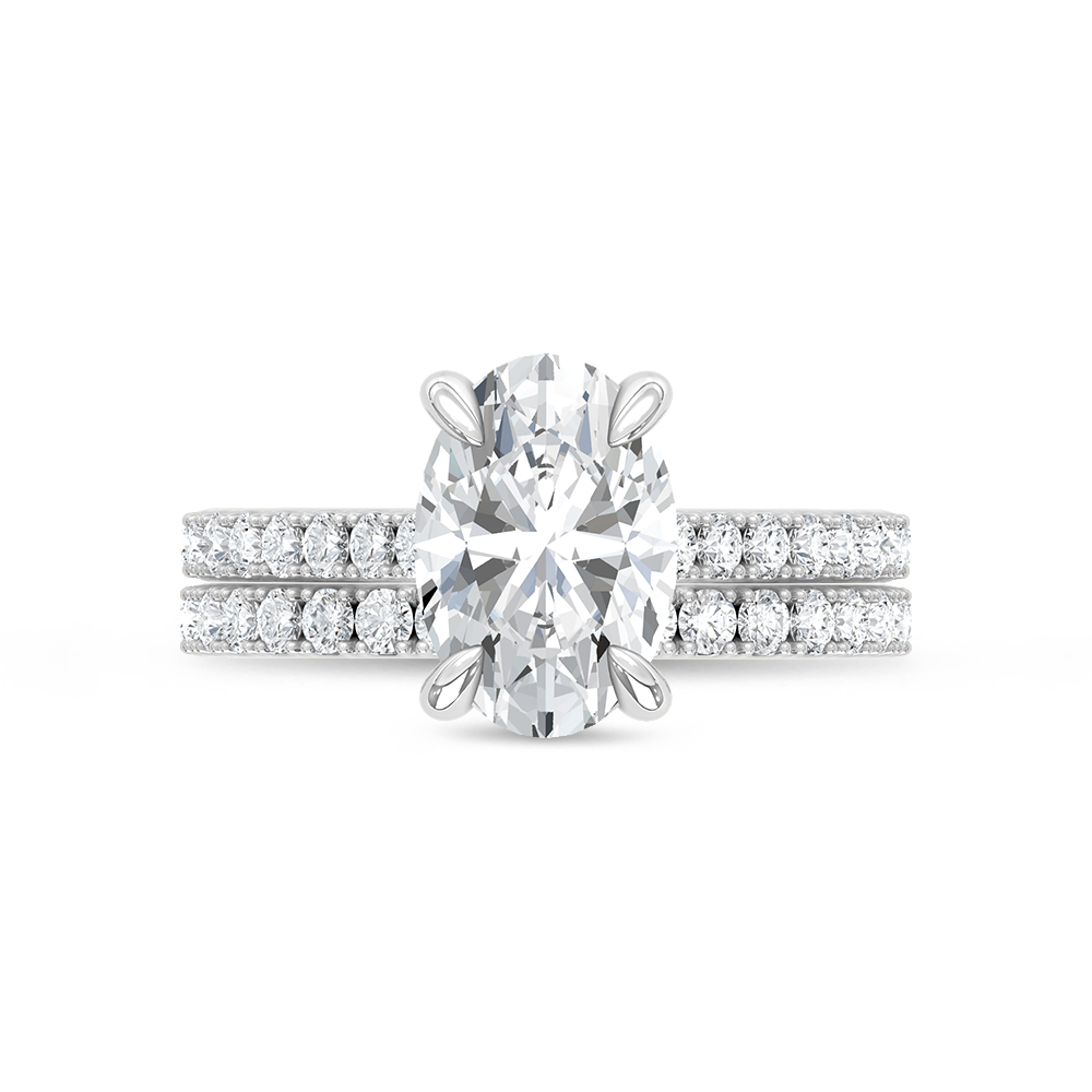 14K White Gold Lab Grown Diamond 3 Ct.Tw. Oval Bridal Ring (Center 2 Ctw)