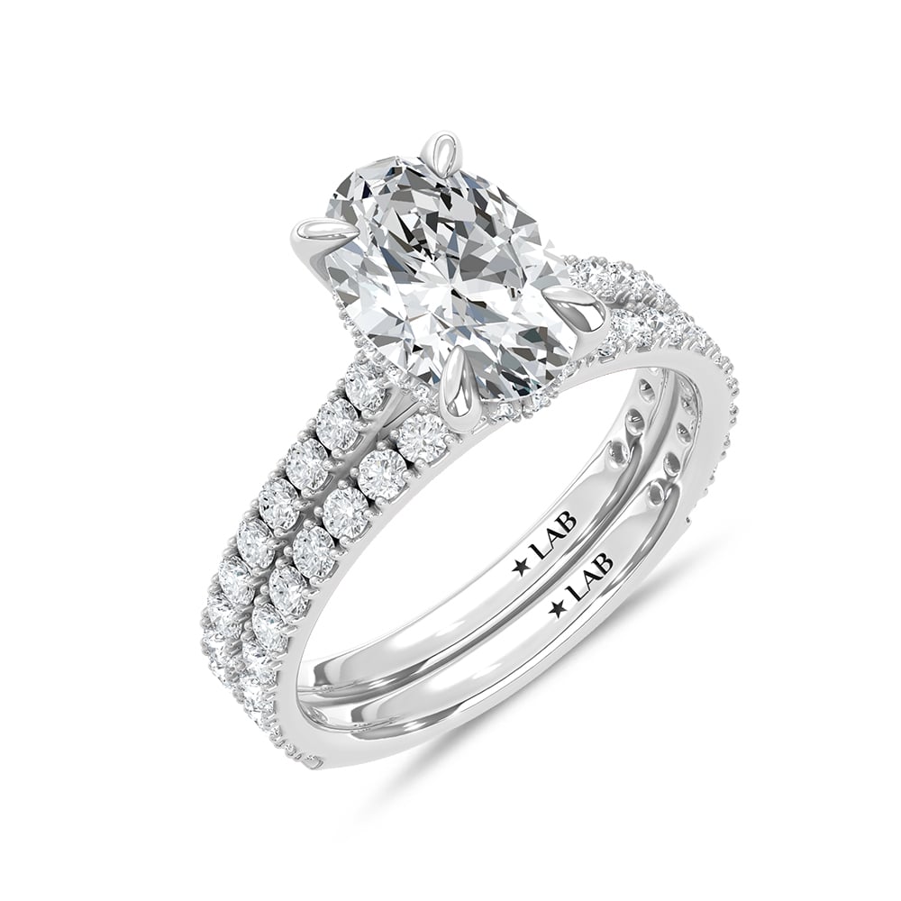 14K White Gold Lab Grown Diamond 3 Ct.Tw. Oval Bridal Ring (Center 2 Ctw)