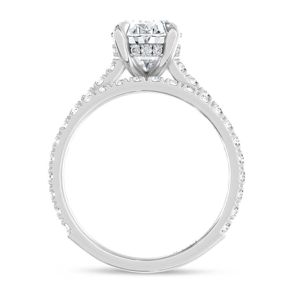 14K White Gold Lab Grown Diamond 3 Ct.Tw. Oval Bridal Ring (Center 2 Ctw)
