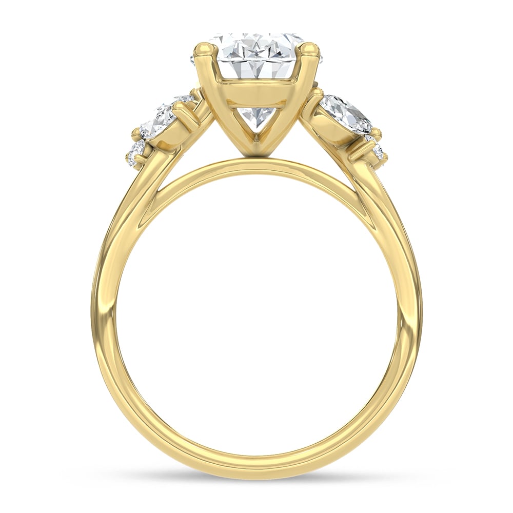 14K Yellow Gold Lab Grown Diamond 2 1/3 Ct.Tw. Oval Shape Engagement Ring (Center 3 ct)
