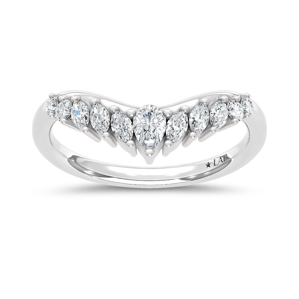 14K White Gold Lab Grown Diamond 3/8 Ct.Tw. Chevron Band