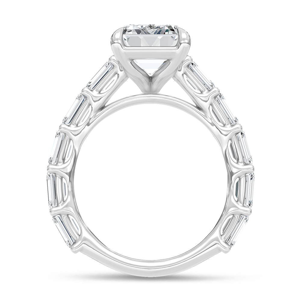 14K White Gold Lab Grown Diamond 8 Ct.Tw. Emerald Shape Engagement Ring