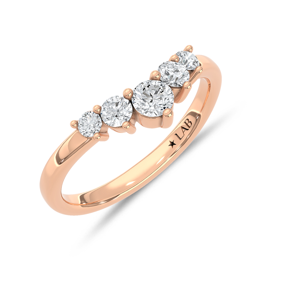14K Rose Gold Lab Grown Diamond 1/2 Ct.Tw. Chevron Band