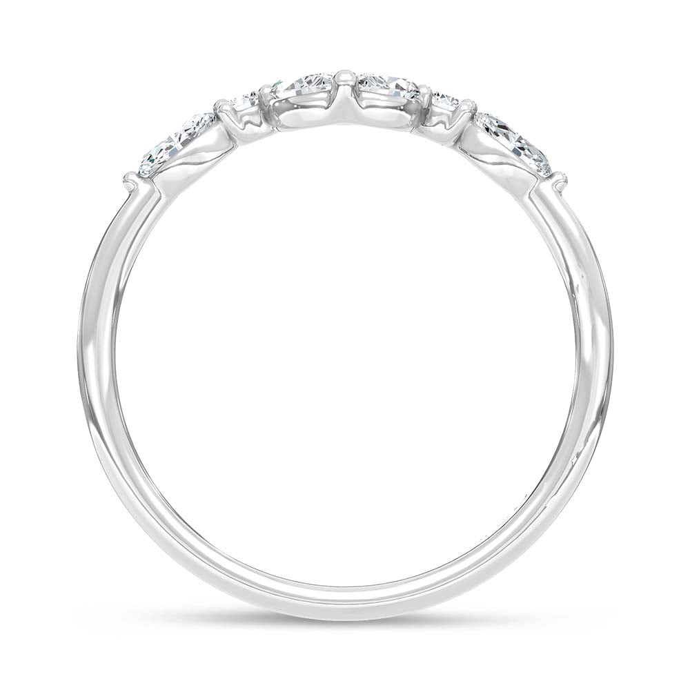 14K White Gold Lab Grown Marquise and Round Diamond 1/4 Ct.Tw. Wedding Band