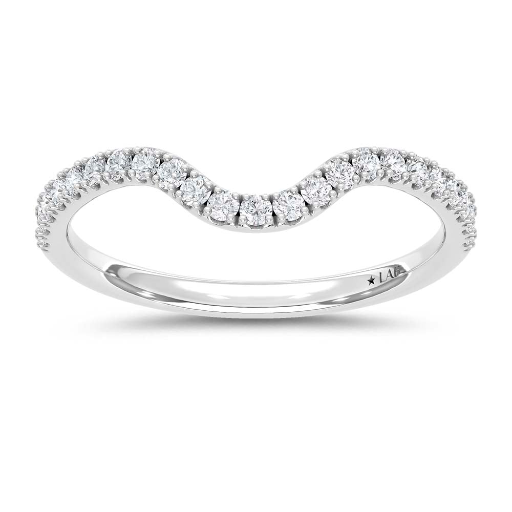 14K White Gold Lab Grown Round Diamond 1/4 Ct.Tw. Chevron Band