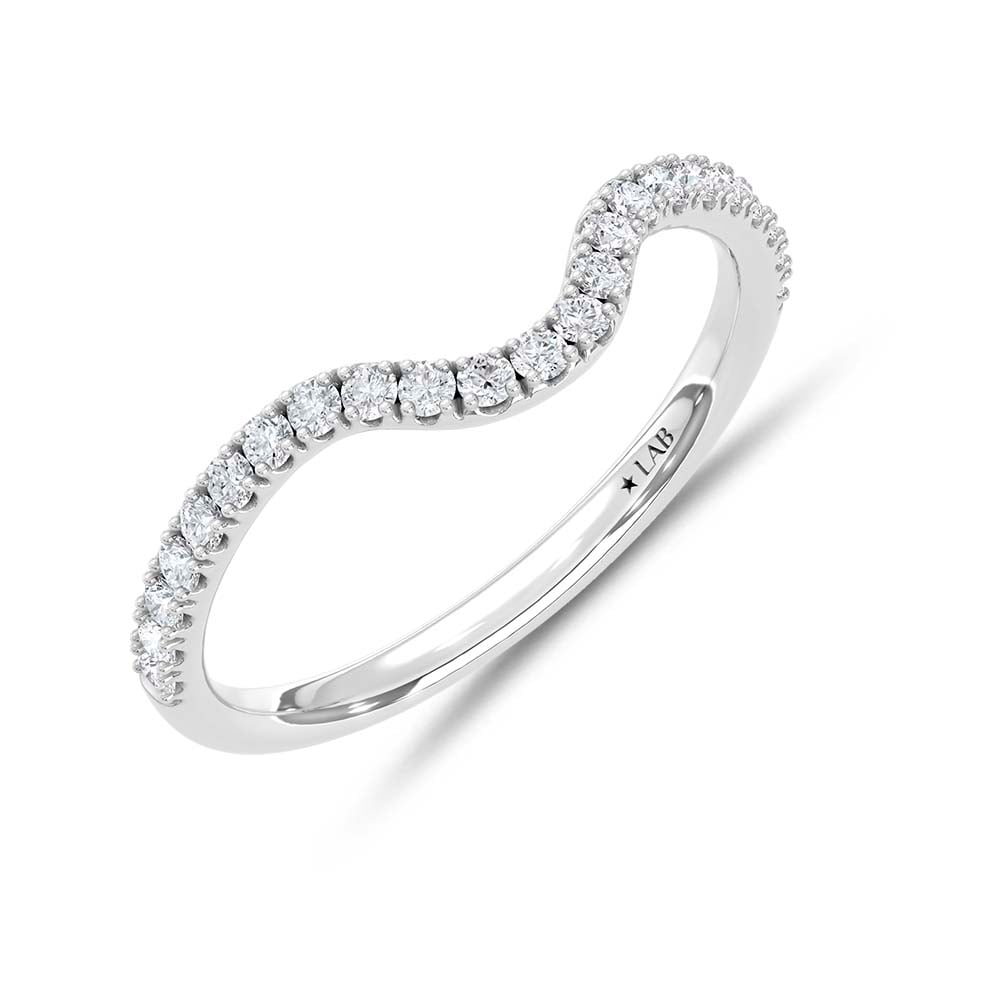 14K White Gold Lab Grown Round Diamond 1/4 Ct.Tw. Chevron Band