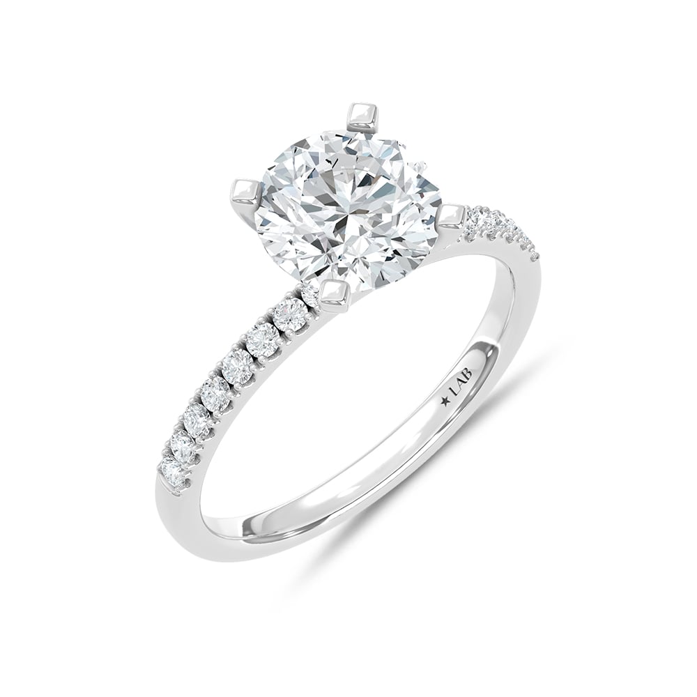 14K White Gold Lab Grown Round Diamond 2 1/4 Ct.Tw. Engagement Ring