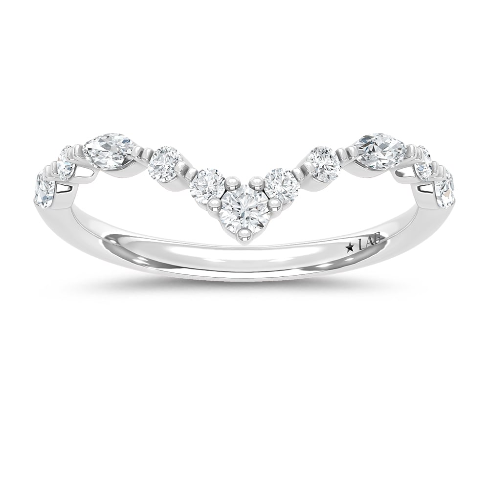 14K White Gold Lab Grown Diamond 3/8 Ct.Tw. Chevron Band