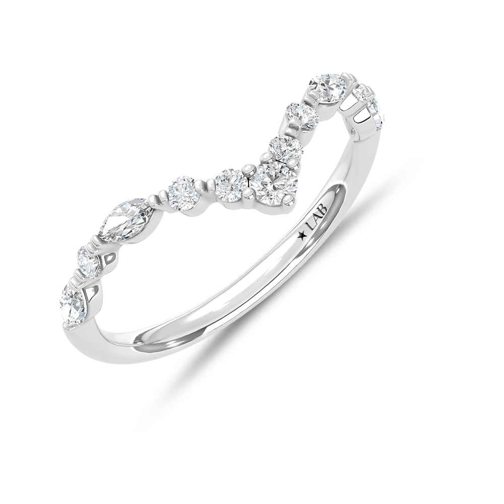 14K White Gold Lab Grown Diamond 3/8 Ct.Tw. Chevron Band