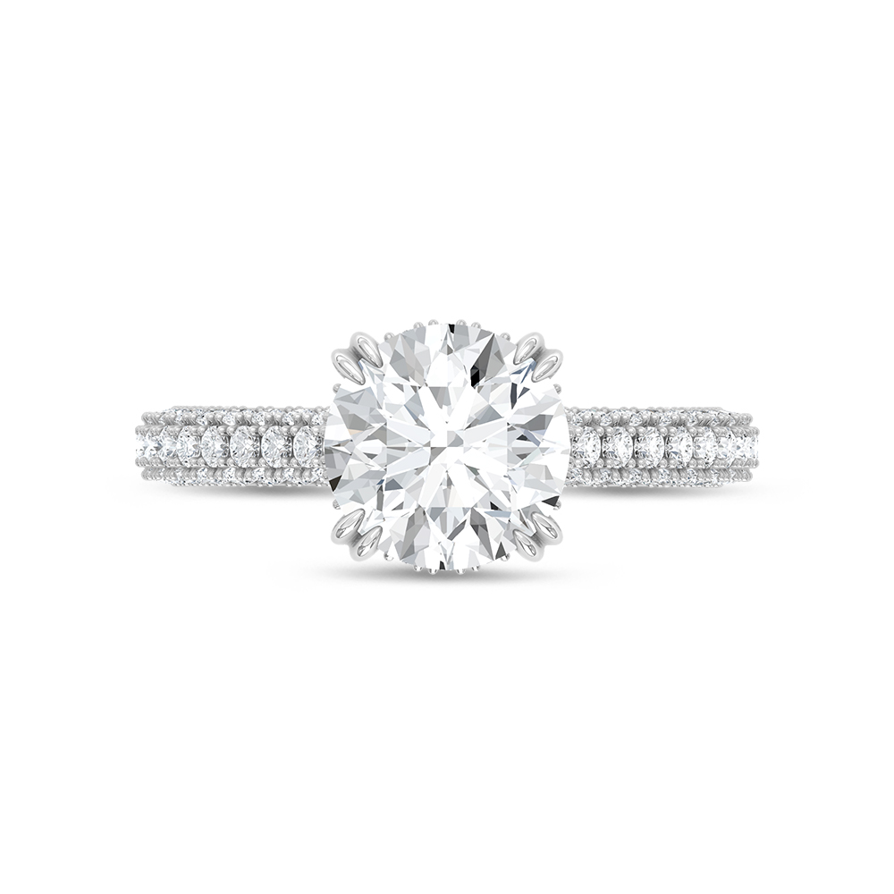 14K White Gold Lab Grown Diamond 2 7/8 Ct.Tw. Round Shape Engagement Ring (Center 2 ctw)