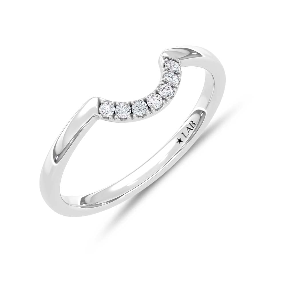 14K White Gold Lab Grown Round Diamond 3/4 Ct.Tw. Chevron Band