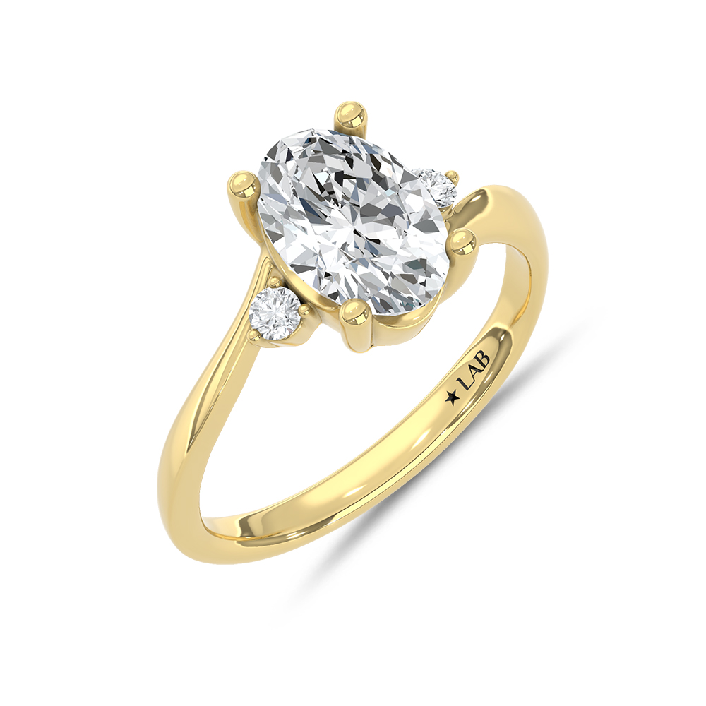 14K Yellow Gold 1 1/2 Ct.Tw. Lab Grown Diamond Oval Shape Engagement Ring