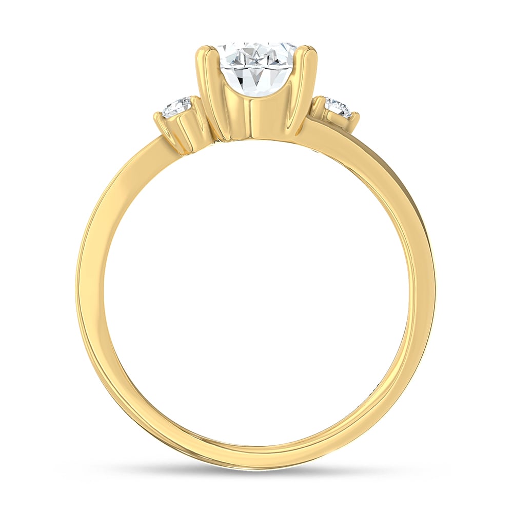 14K Yellow Gold 1 1/2 Ct.Tw. Lab Grown Diamond Oval Shape Engagement Ring