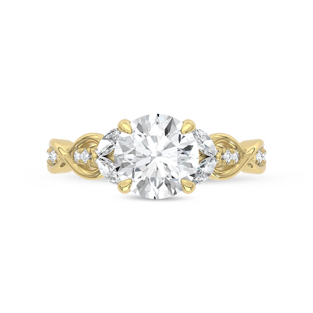 14K Yellow Gold Lab Grown Diamond 2 3/8 Ct.Tw. Round Shape Engagement Ring (Center 2 CT)