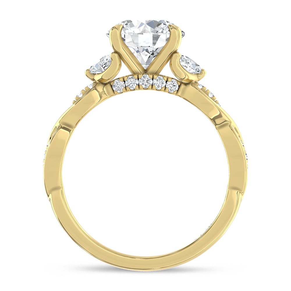 14K Yellow Gold Lab Grown Diamond 2 3/8 Ct.Tw. Round Shape Engagement Ring (Center 2 CT)