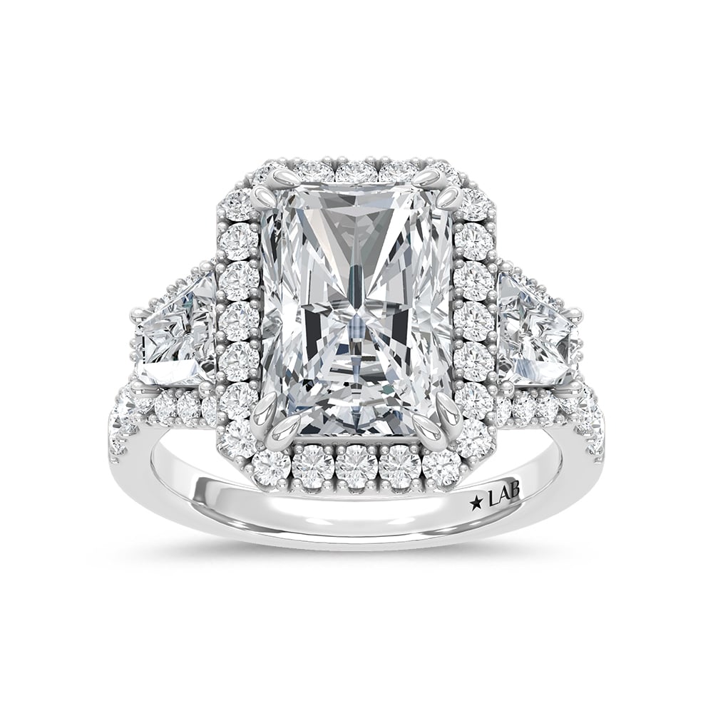 14K White Gold Lab Grown Diamond 5 1/2 Ct.Tw. Radiant Shape Engagement Ring (Center 4 CT)