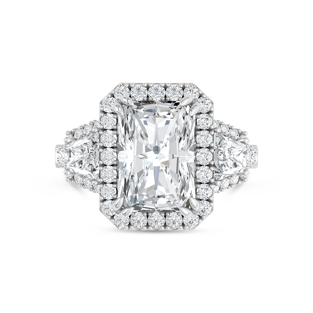 14K White Gold Lab Grown Diamond 5 1/2 Ct.Tw. Radiant Shape Engagement Ring (Center 4 CT)