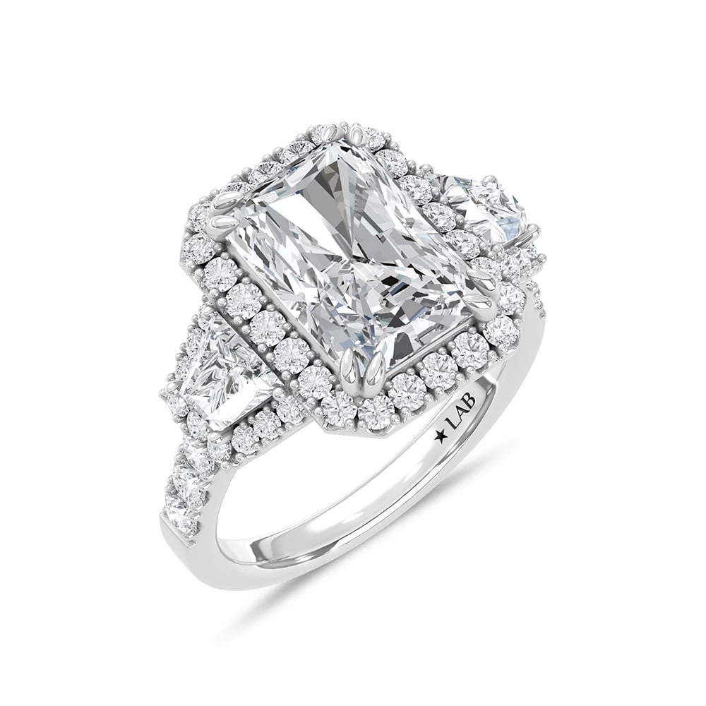 14K White Gold Lab Grown Diamond 5 1/2 Ct.Tw. Radiant Shape Engagement Ring (Center 4 CT)