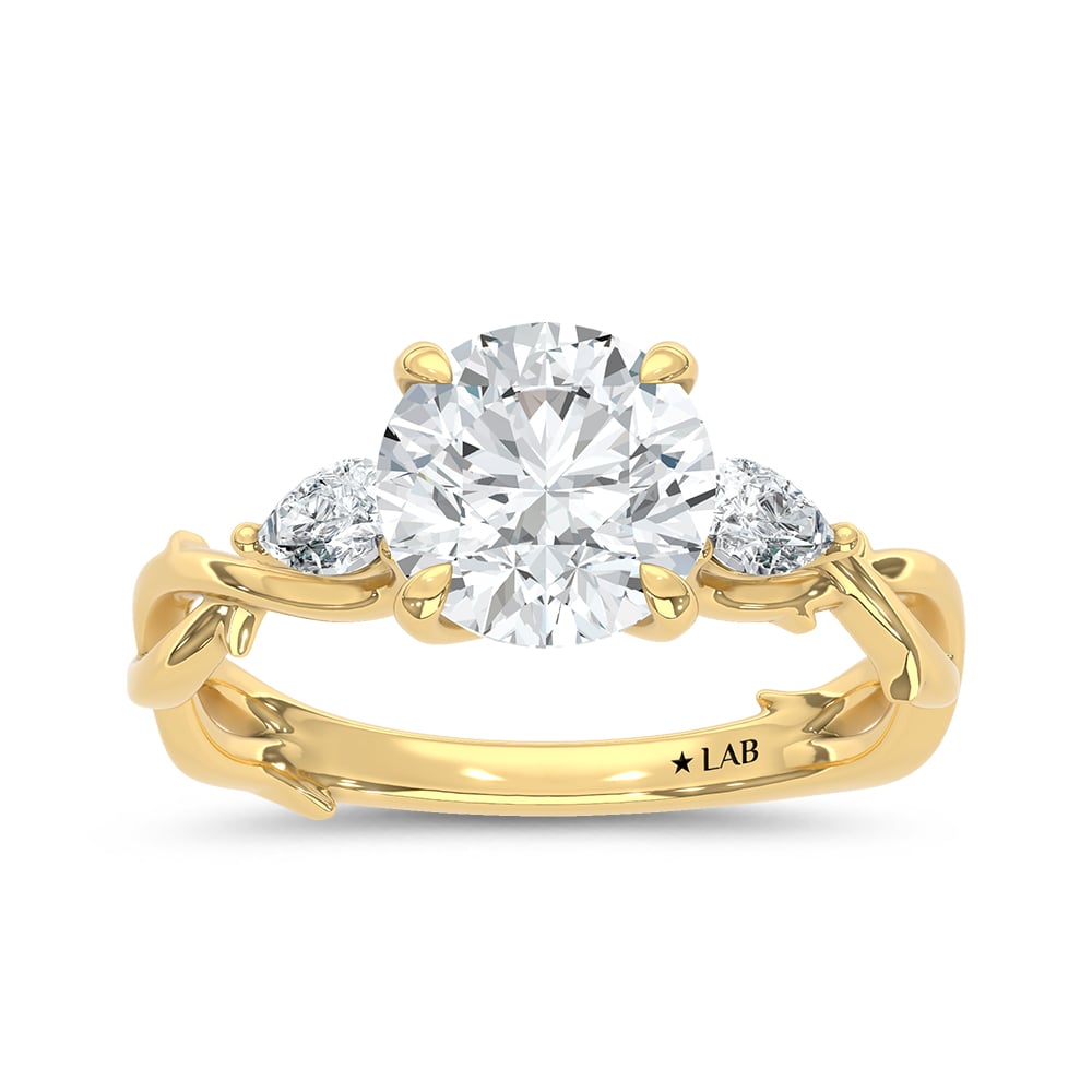 14K Yellow Gold Lab Grown Diamond 2 1/4 Ct.Tw. Round Shape Engagement Ring (Center 2 CT)