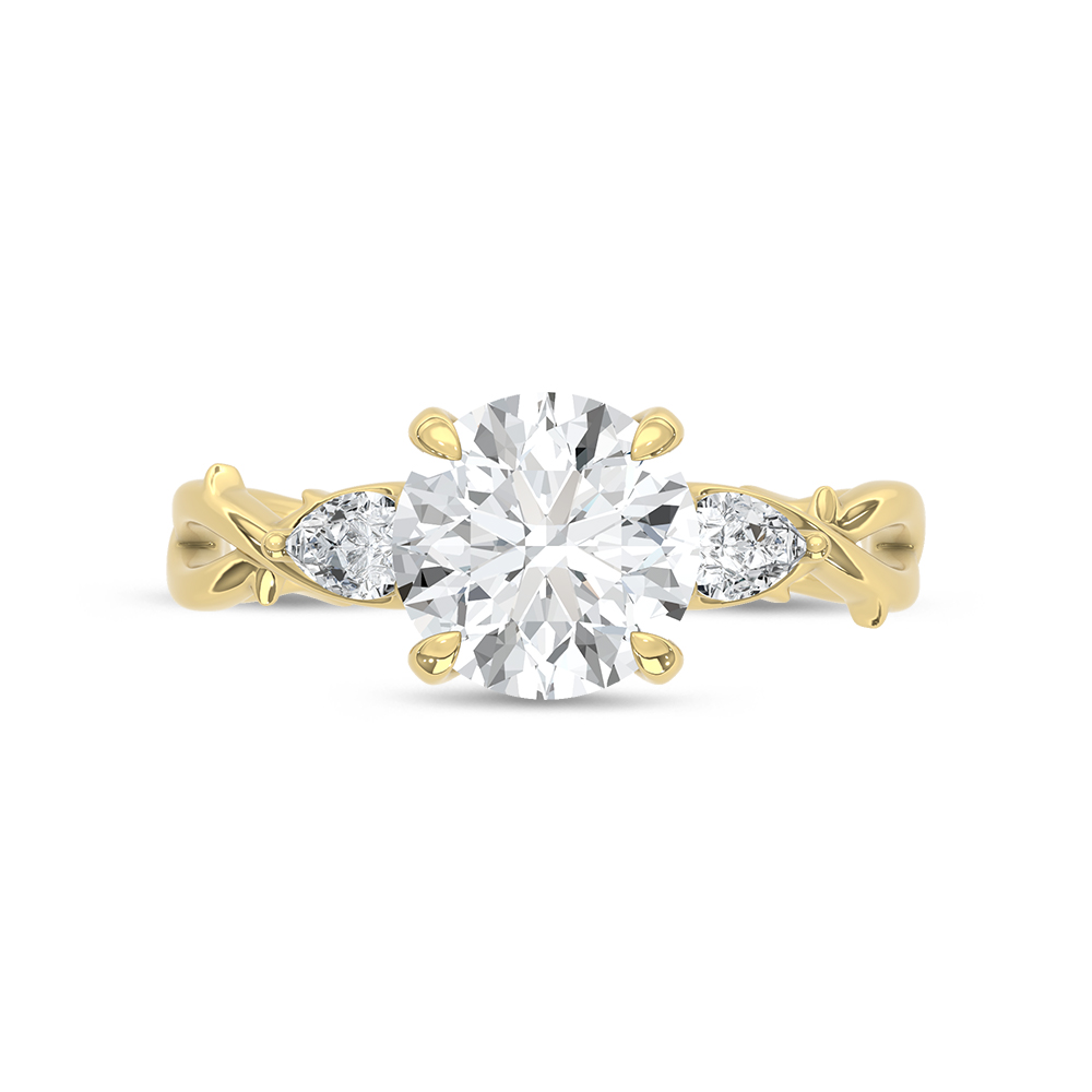 14K Yellow Gold Lab Grown Diamond 2 1/4 Ct.Tw. Round Shape Engagement Ring (Center 2 CT)