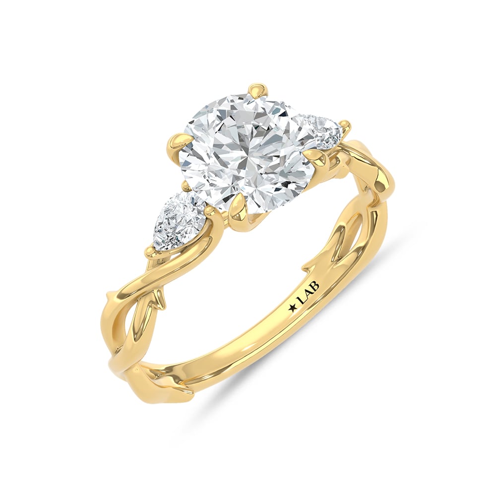 14K Yellow Gold Lab Grown Diamond 2 1/4 Ct.Tw. Round Shape Engagement Ring (Center 2 CT)