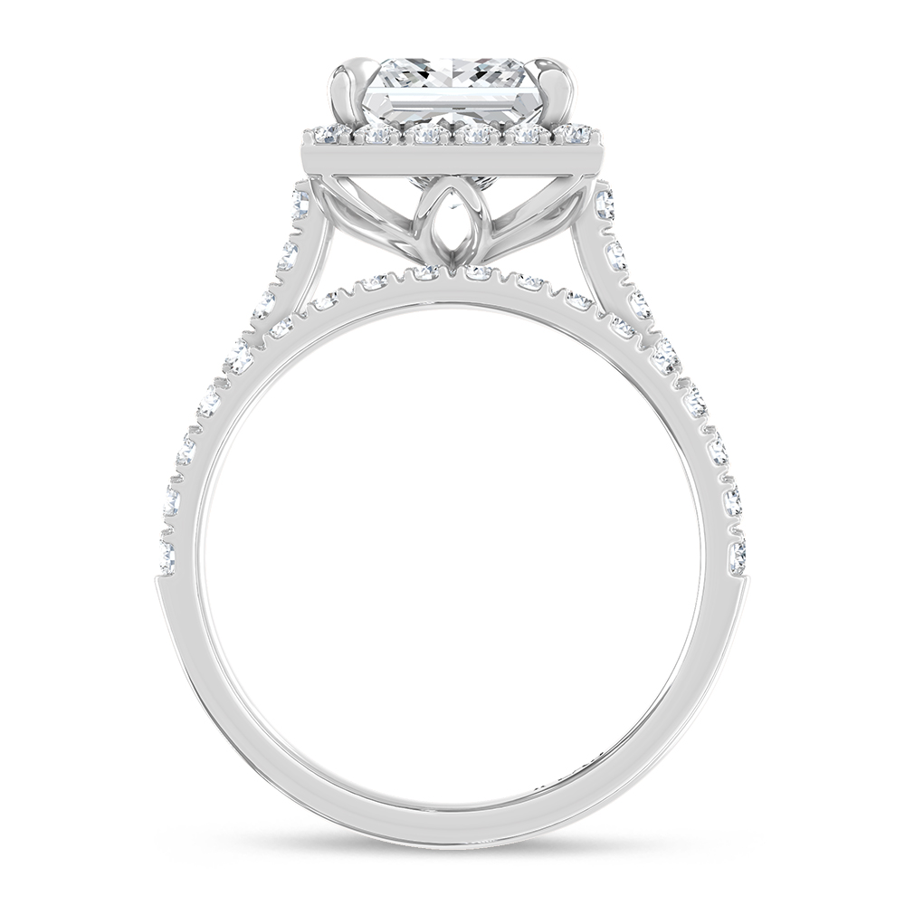 14K White Gold Lab Grown Diamond 3 Ct.Tw. Princess Shape Bridal Ring (Center 2 Ctw)