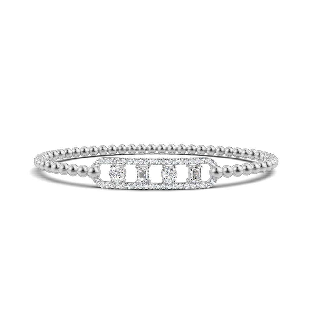 14K White Gold Lab Grown Diamond 1 Ct.Tw. Stretch Bangle