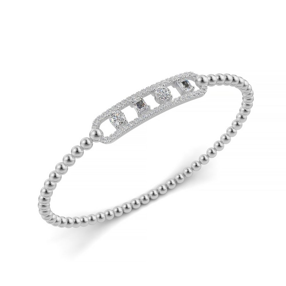 14K White Gold Lab Grown Diamond 1 Ct.Tw. Stretch Bangle