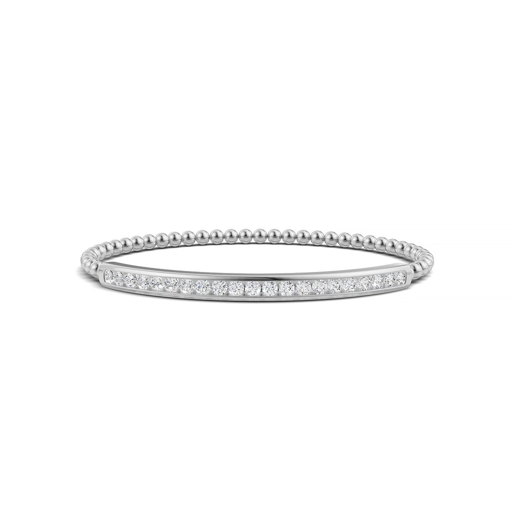 14K White Gold Lab Grown Diamond 1 1/2 Ct.Tw. Stretch Bangle
