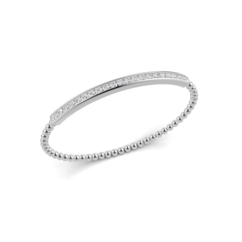 14K White Gold Lab Grown Diamond 1 1/2 Ct.Tw. Stretch Bangle