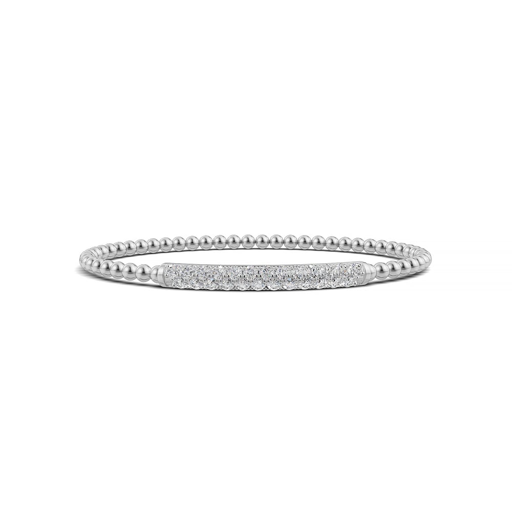 14K White Gold Lab Grown Diamond 1 1/3 Ct.Tw. Stretch Bangle