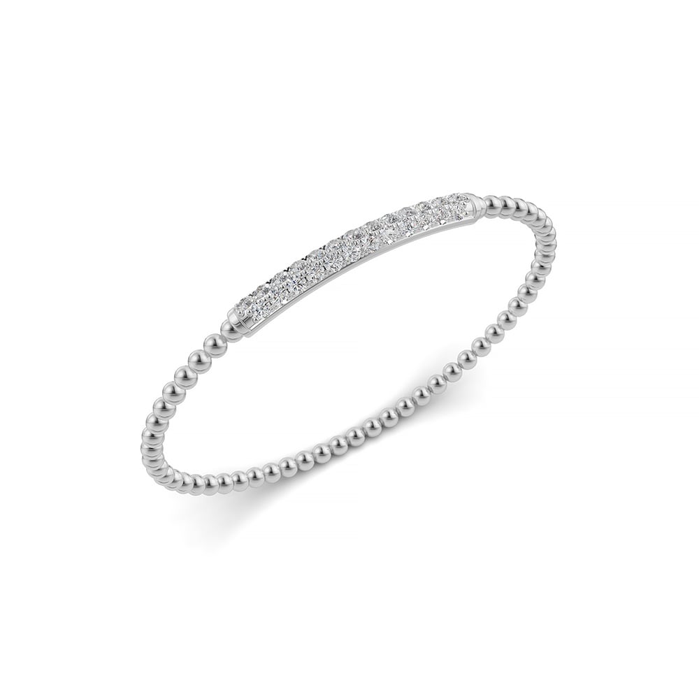 14K White Gold Lab Grown Diamond 1 1/3 Ct.Tw. Stretch Bangle