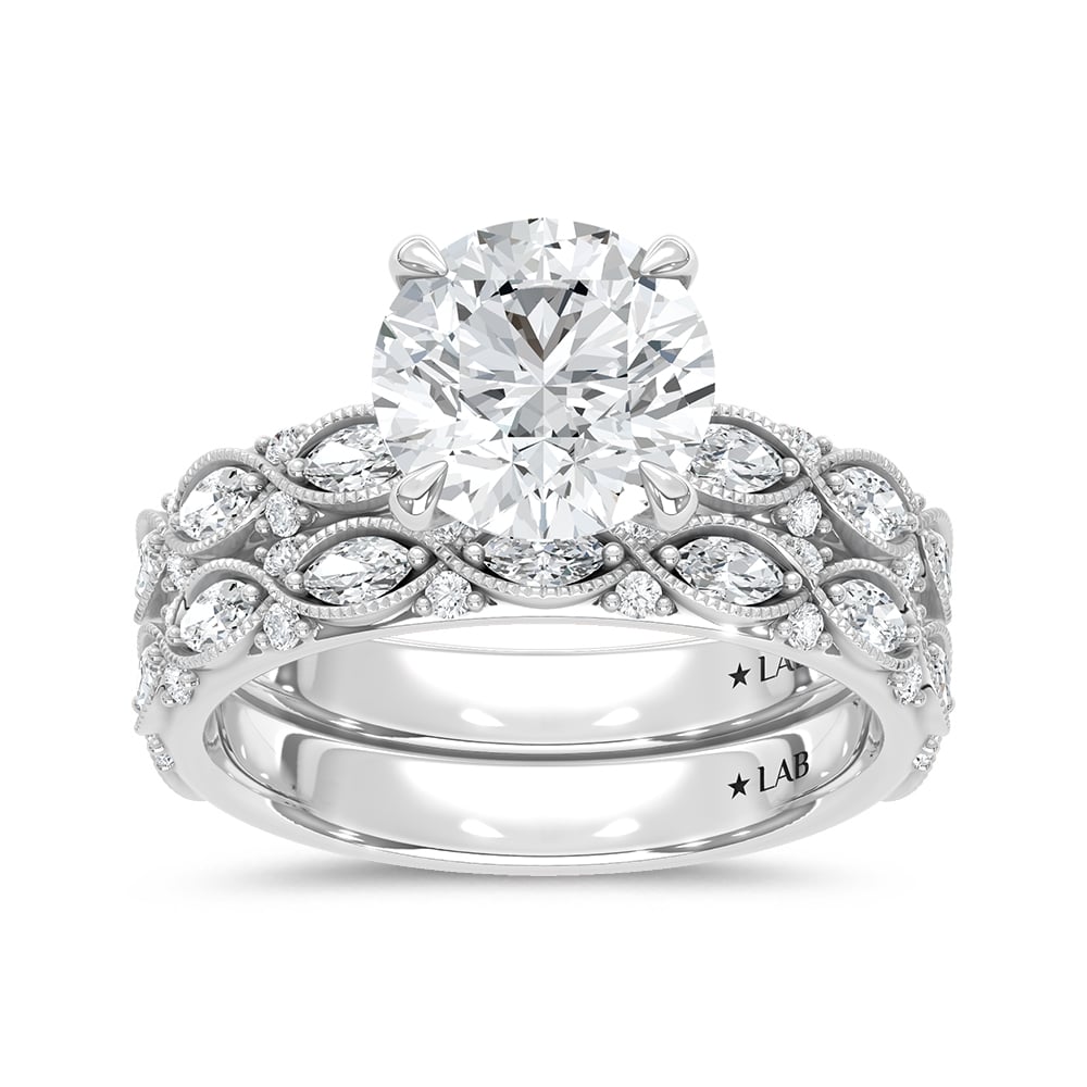 14K White Gold Lab Grown Diamond 2 5/8 Ct.Tw. Round Shape Bridal Ring (Center 2 Ctw)