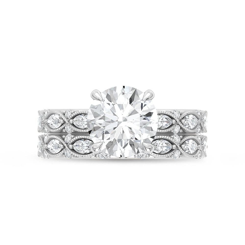 14K White Gold Lab Grown Diamond 2 5/8 Ct.Tw. Round Shape Bridal Ring (Center 2 Ctw)