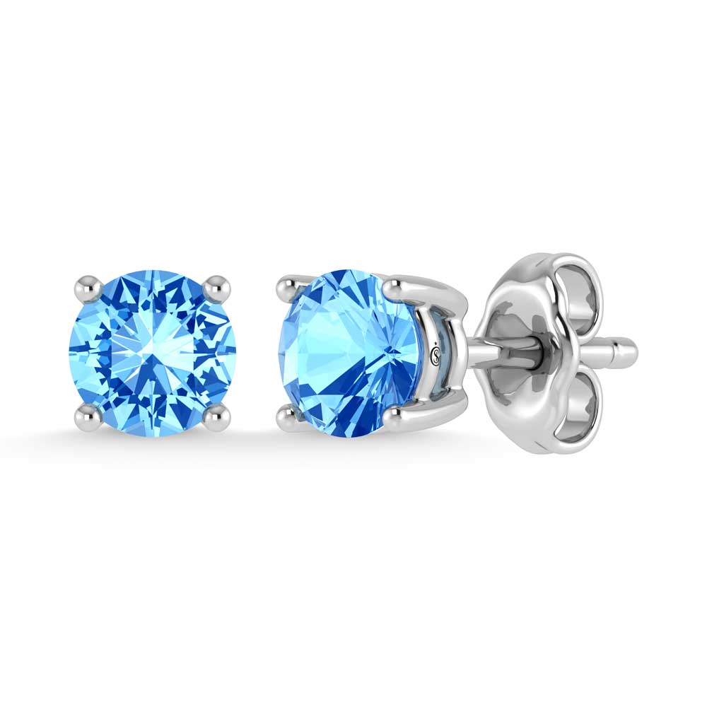 14K White Gold Lab Grown Blue Diamond 1/5 Ct.Tw. Stud Earrings