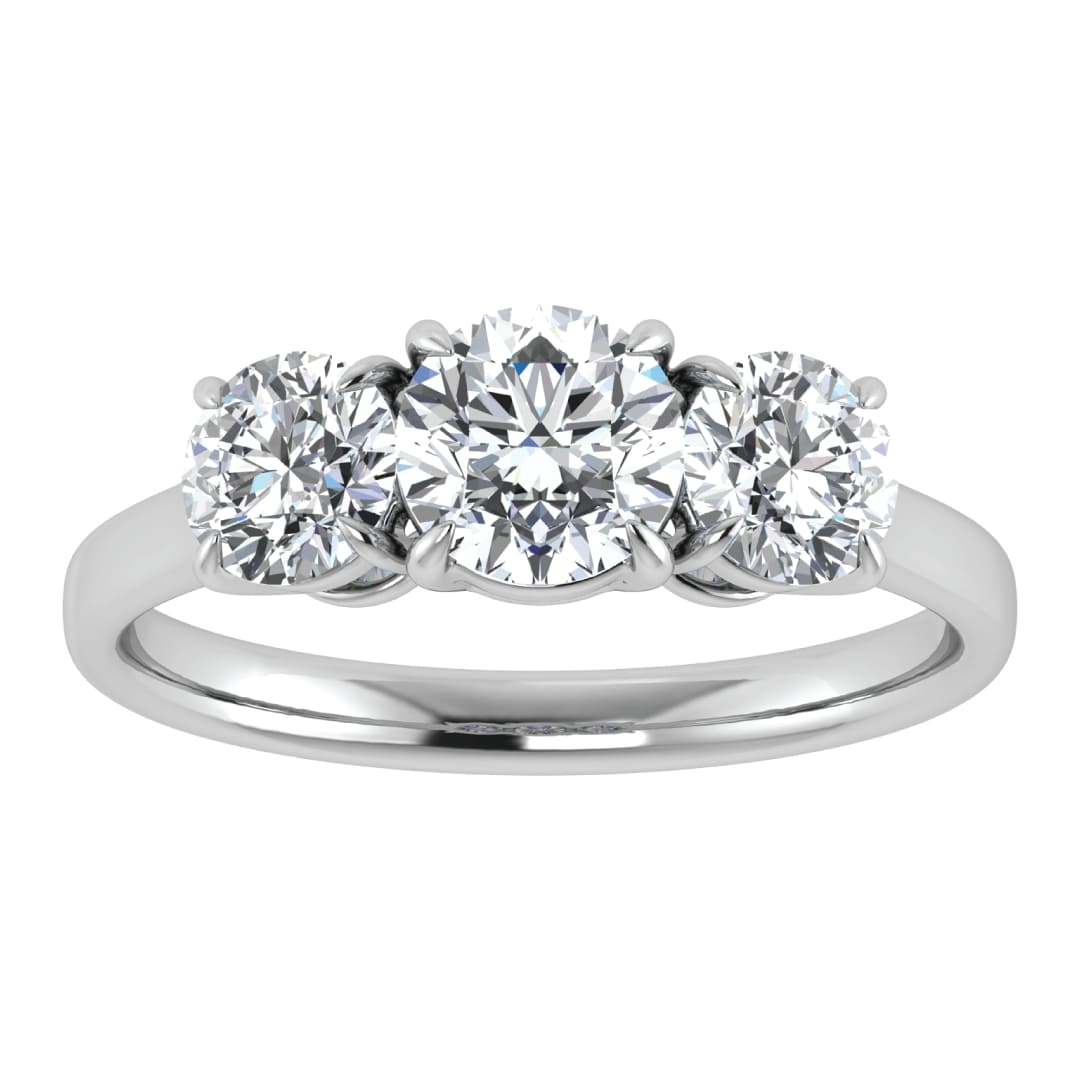 14K White Gold Lab Grown Diamond 1 Ct.Tw. Three Stone Engagement Ring