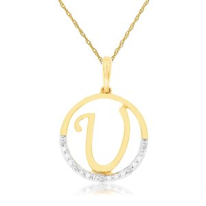 INTIAL DIAMOND PENDANT U