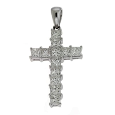 White Gold Diamond Cross Pendant