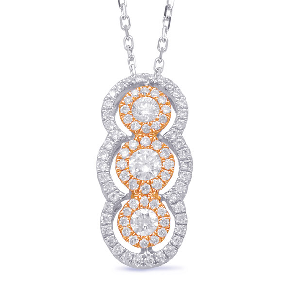 White & Rose Gold Diamond Pendant