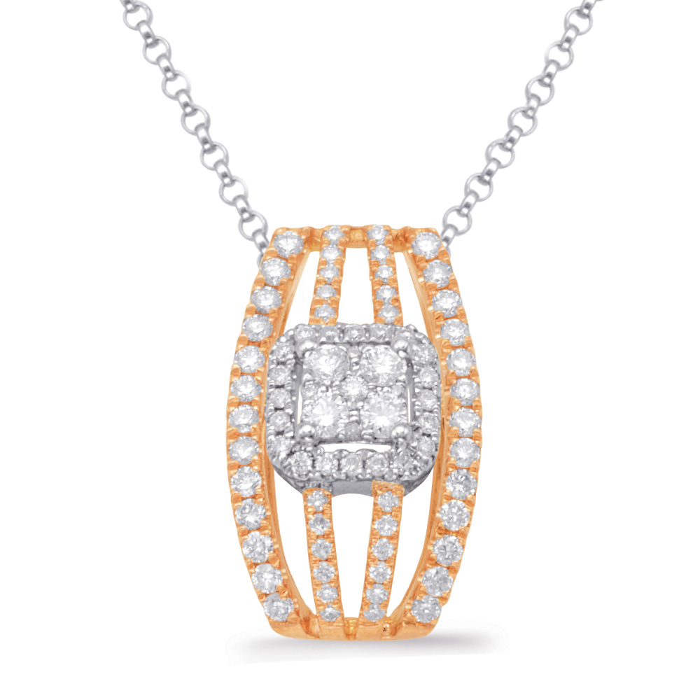 Rose & White Gold Diamond Pendant