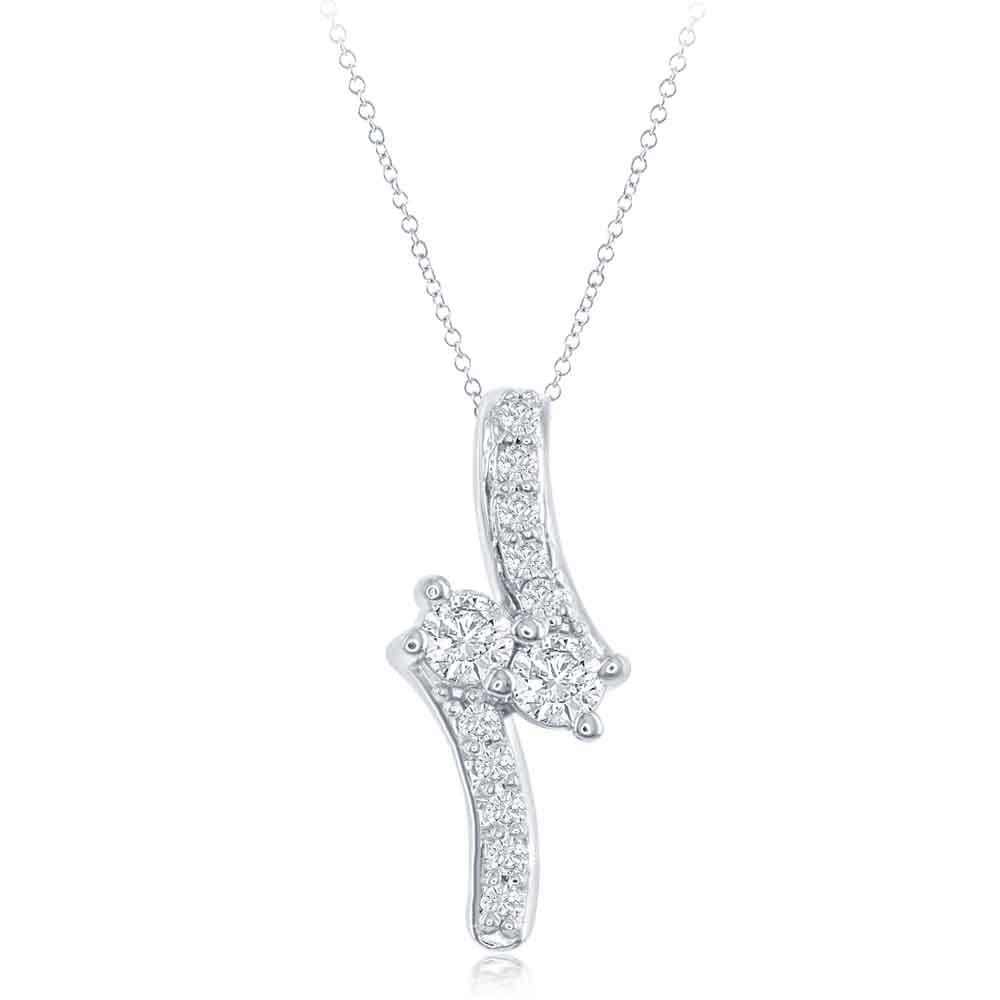 White Gold Two Stone Pendants