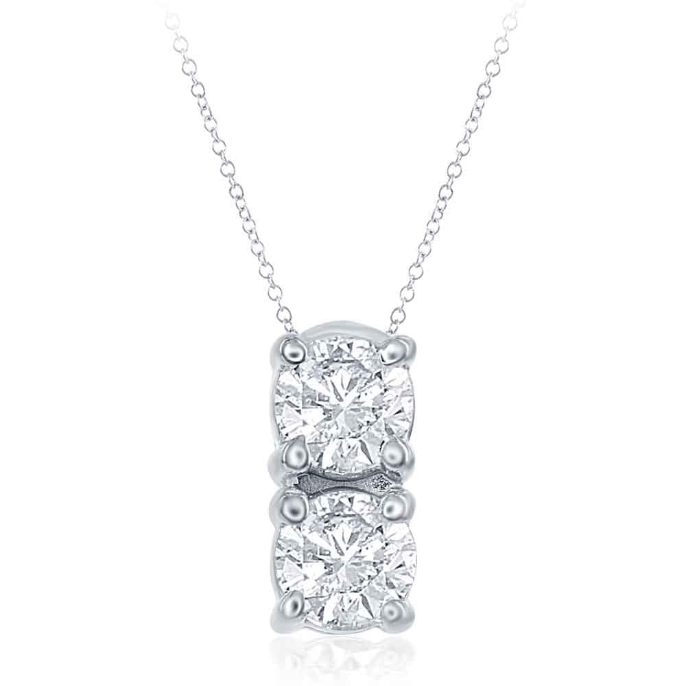 White Gold Two Stone Pendant