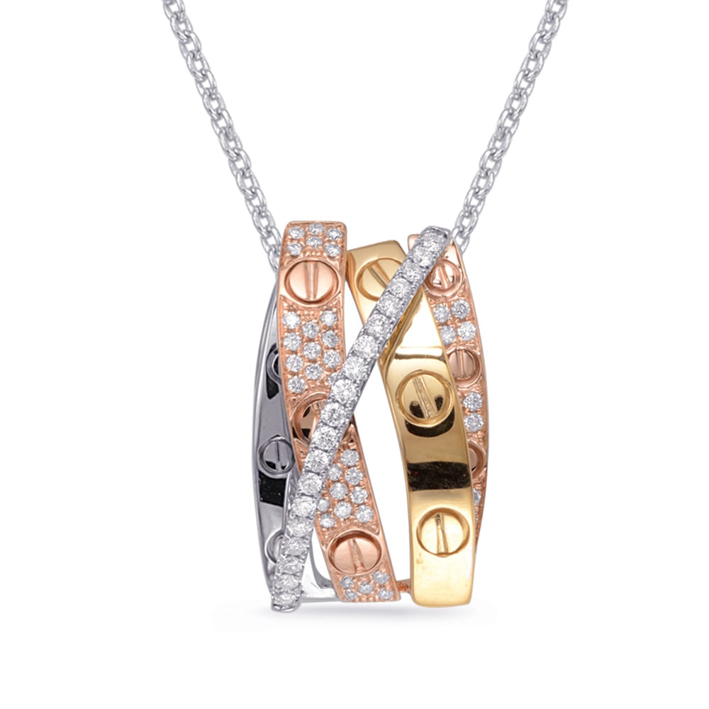 Rose & Yellow & White Gold Pendant
