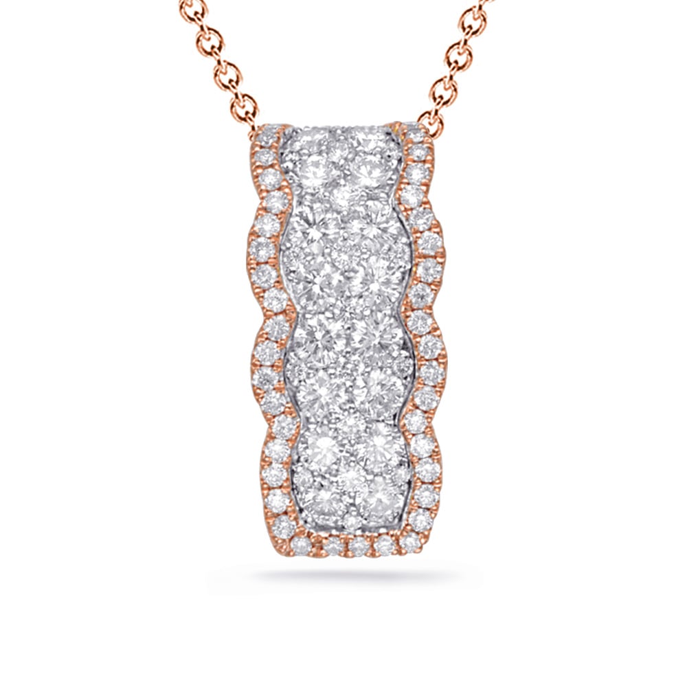 White & Rose Gold Diamond Pendant