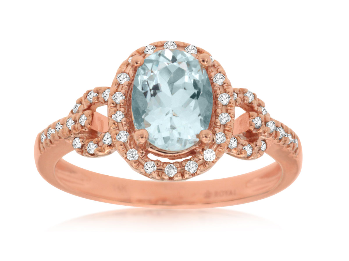 AQUAMARINE & DIAMOND RING