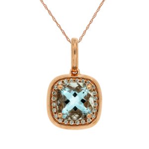 AQUAMARINE & DIAMOND PENDANT